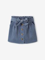 Paperbag-rok van ribfluweel grijsblauw - thumbnail
