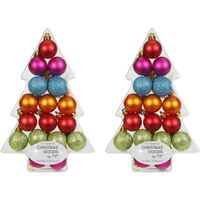 34x Kunststof gekleurde kleine kerstballen pakket 3 cm - Kerstbal