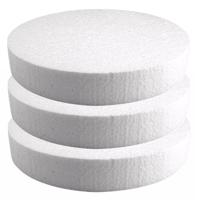 Hobby/knutsel Piepschuim schijf - 3x - wit - D25 cm - figuur en vormen