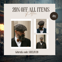 Arran Pet | Harris Tweed | 8-panelen | Grijs | Peaky Blinders