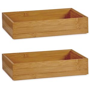 2x Stuks Kast/lade/make-up organizers bamboe hout bakje 23 x 15 x 5 cm