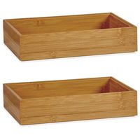 2x Stuks Kast/lade/make-up organizers bamboe hout bakje 23 x 15 x 5 cm - thumbnail