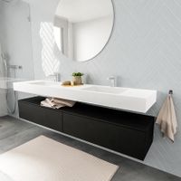 Mondiaz Alan badmeubel 200 cm urban 2 lades vrijhangend wastafel dubbel 2 kraangaten wit