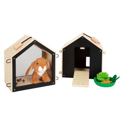 Small Foot - houten konijnenhok met konijn pluche, 15dlg.