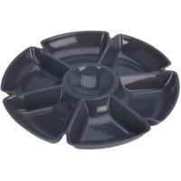 Excellent Houseware Hapjes / chips serveerschaal - donkergrijs - D29 cm - vakjes dienblad - kunststo
