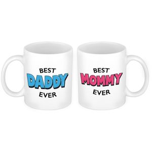 Best Daddy en Mommy mok - Cadeau beker set voor Papa en Mama