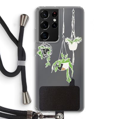 Hang In There: Samsung Galaxy S21 Ultra Transparant Hoesje met koord