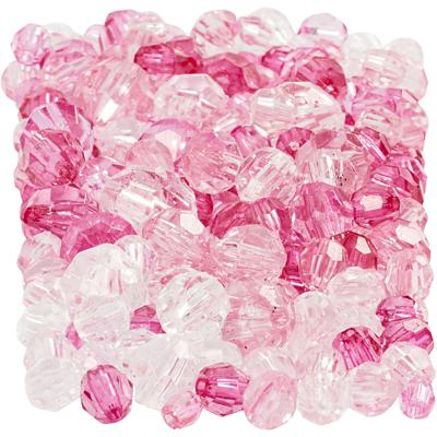 Creativ Company Facet kralen, afm 4-12 mm, gatgrootte 1-2,5 mm, ca. 860 stuk, pink (081), 250 gr/ 1 doos