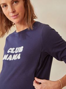 T-shirt met tekst, zwangerschap en borstvoeding, van biologisch katoen marineblauw grijs