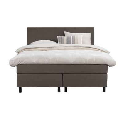 Leen Bakker - Boxspring Liv Egaal - Donker - 140x200 Cm - Ronde Poot - Stof - Bruin