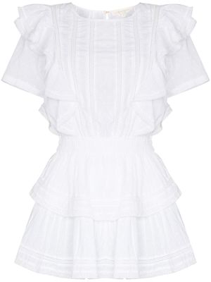 LoveShackFancy robe courte Natasha à volants - Blanc