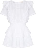 LoveShackFancy robe courte Natasha à volants - Blanc