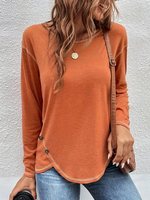 Plain Long Sleeve Casual T-Shirt