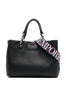 Emporio Armani sac cabas en cuir à plaque logo - Noir