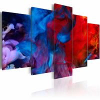 Schilderij - Dans van de gekleurde vlammen, 5 luik, Rood/Blauw, 2 maten, Premium print