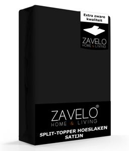 Zavelo Splittopper Hoeslaken Satijn Zwart-Lits-jumeaux (180x220 cm)