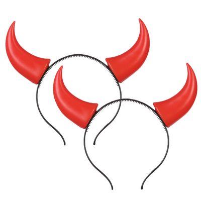 Halloween/vrijgezellenfeest verkleed diadeem - 2x - duivel hoorntjes - kunststof - dames
