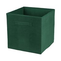 Opbergmand/kastmand Square Box - karton/kunststof - 29 liter - donkergroen - 31 x 31 x 31 cm   -