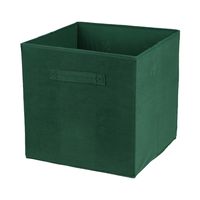 Opbergmand/kastmand Square Box - karton/kunststof - 29 liter - donkergroen - 31 x 31 x 31 cm - thumbnail