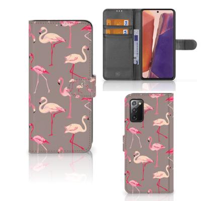 Samsung Galaxy Note 20 | Telefoonhoesje | Met pasjeshouder | Flamingo