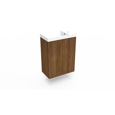 Fonteinkast Maddison Oak Arcqua Luna 40x55x28 cm Incl. Fontein Glans Wit Met Overloop Arcqua