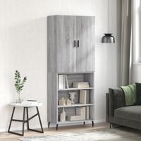Hoge kast 69,5x34x180 cm bewerkt hout grijs sonoma eikenkleurig