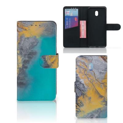 Xiaomi Redmi 8A | Bookcase | Marble Blue Gold