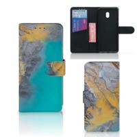 Xiaomi Redmi 8A | Bookcase | Marble Blue Gold