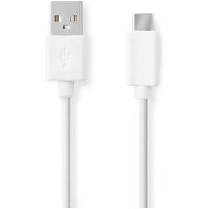 USB-Kabel | USB 2.0 | USB-A Male | USB-C© Male | 480 Mbps | Vernikkeld | 1.00 m | Rond | PVC | Wit