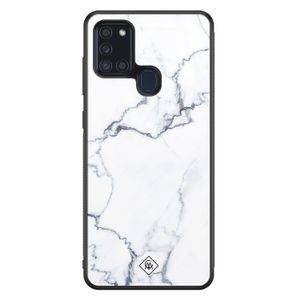 Samsung Galaxy A21s glazen hardcase - Marmer grijs