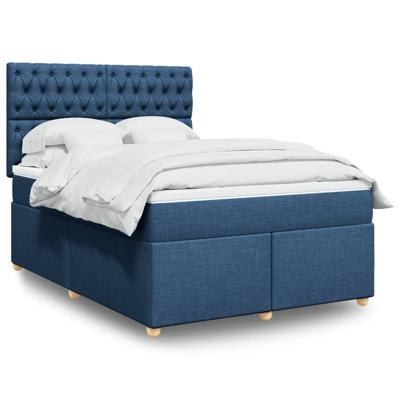 Boxspring met matras stof blauw 140x200 cm