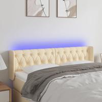 Hoofdbord LED 147x16x78/88 cm stof crèmekleurig