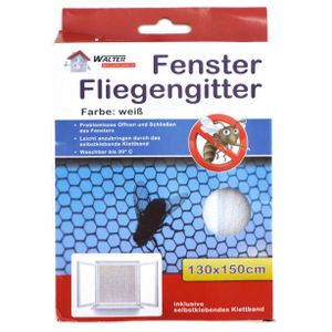 Insecten raam hor/gordijn incl tape - wit - polyester - 130 x 150 cm   -