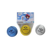 Rubberen speelgoed honkbal geel 9 cm - Honkbalsets - thumbnail