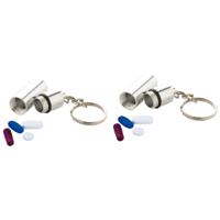 Sleutelhanger met pillendoosje - 2x - voor medicatie - Medicijnen meenemen - 5 cm - aan beugeltje Sleutelhanger met pillendoosje - 2x - voor medicatie - Medicijnen meenemen - 5 cm - aan beugeltje