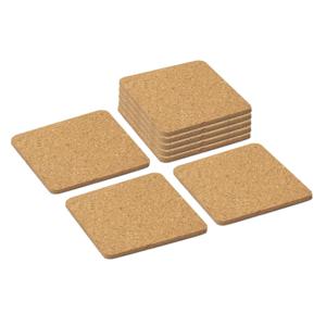 Onderzetters voor glazen - 8x - vierkant - kurk - 10 x 10 cm