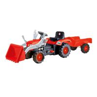 Dolu Traptractor met Aanhanger & Voorlader Rood/Zwart - thumbnail