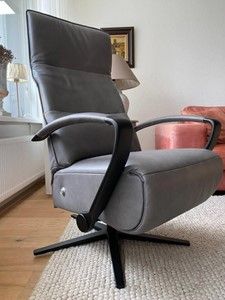 Leren relaxfauteuil met stalen frame - grijs leer - Echt leer, Industrieel, ontdek de vele Leersoorten en Kleuren bij ShopX