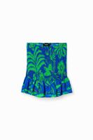 Tropische slim fit minirok - BLUE - S - thumbnail