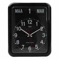 Kalenderklok groot analoog BQ-12A | Zwart | Senioren klok | Dementie klok | Dag, datum en tijdsaanduiding | WWV619051 | Twemco