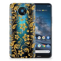 Nokia 8.3 TPU Case Gouden Bloemen - thumbnail