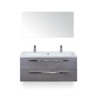 Seville Badmeubelset 120 cm - 2 laden Beton Antrac - Wastafel Djazz Enkel 2 kraangaten - met Spiegel