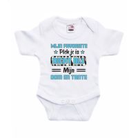 Baby rompertje - blauw - favoriete plekje - oom en tante - cadeau romper