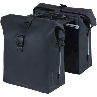 Basil soho dubbele fietstas nordlicht - waterdicht, pu, rolltopsluiting, geschikt voor mik, 41 ltr, night zwart
