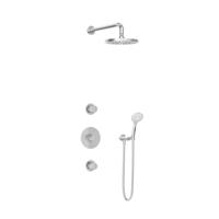 Hotbath Buddy - Inbouw Regendoucheset - 2 Stopkranen - Thermostatisch - Wandarm 35 cm - Hoofddouche 200 mm - Ronde Handdouche 3 Standen - Waterbesparend - V01