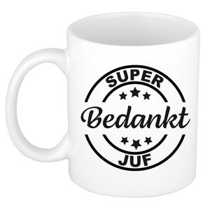 Super bedankt juf cadeau mok/beker wit 300 ml   -