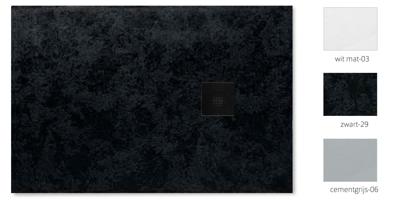 Douchevloer Xenz Forte | 100x70x2.7 cm | Incl. afvoer met cover | Composiet | Ebony (zwart mat)