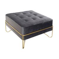 Kruk DKD Home Decor Schuim Grijs Gouden Metaal Polyester Fluweel Hout MDF (80 x 80 x 47 cm)