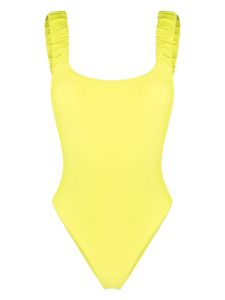 Sunnei maillot de bain froncé à logo imprimé - Vert