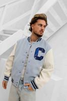 Carlo Colucci College Varsity Jacket Heren Lichtblauw - Maat XL - Kleur: LichtblauwGebroken Wit | Soccerfanshop